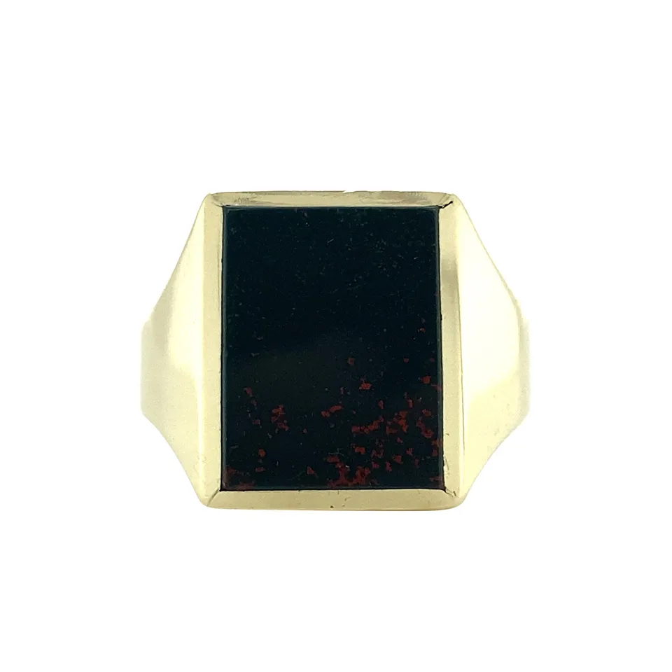 Vintage 14K Gold Signet Ring with Heliotrope