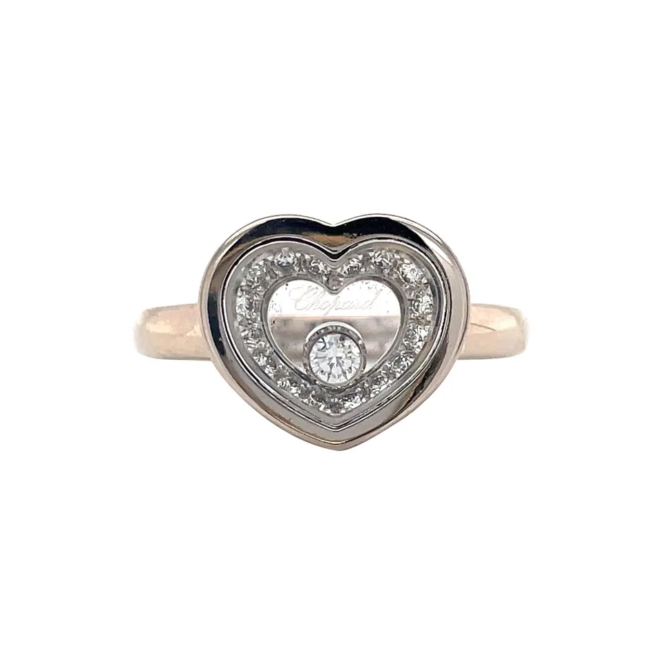 Vintage Chopard Happy Diamonds 18K White Gold Ring with Diamond