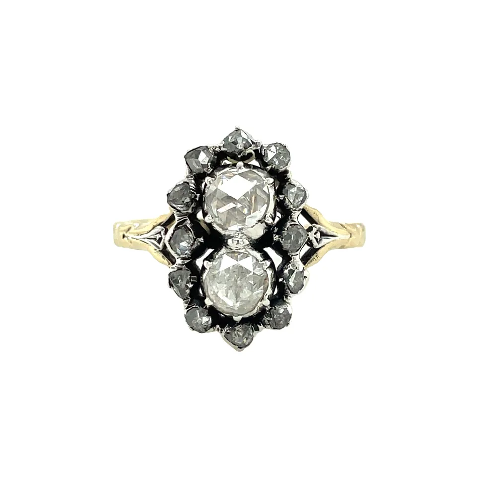 Vintage 9K Gold Ring with Rose Cut Diamond