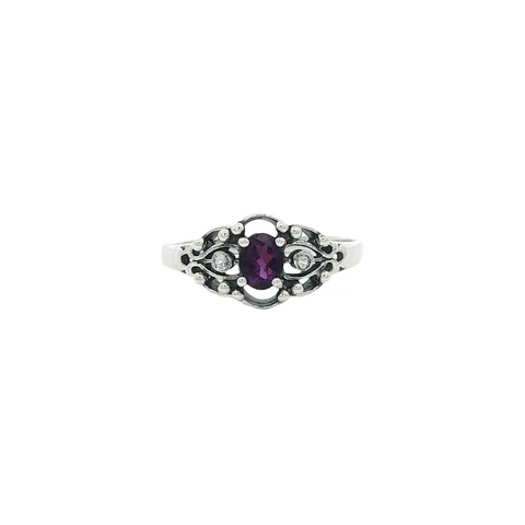 Vintage Sterling Silver Ring with Amethyst and White Sapphire