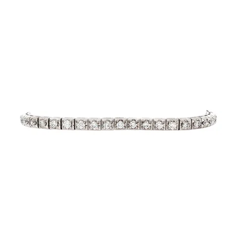 Vintage 14K White Gold Tennis Bracelet with Diamond