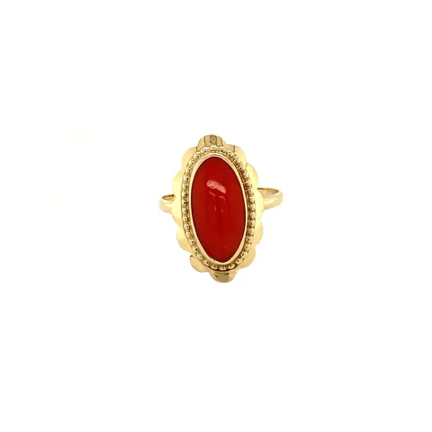 Vintage 14K Gold Ring with Red Coral