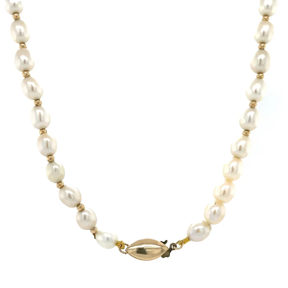 Vintage 14K Gold Necklace with Pearls 42 cm