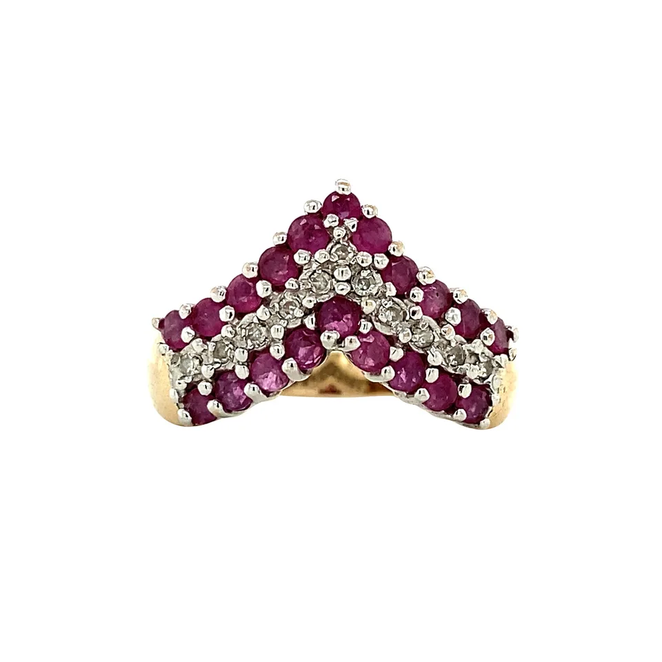 Vintage 14K Gold Ring with Ruby and Diamond