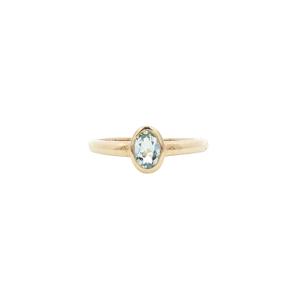 Vintage 9K Gold Ring with Aquamarine
