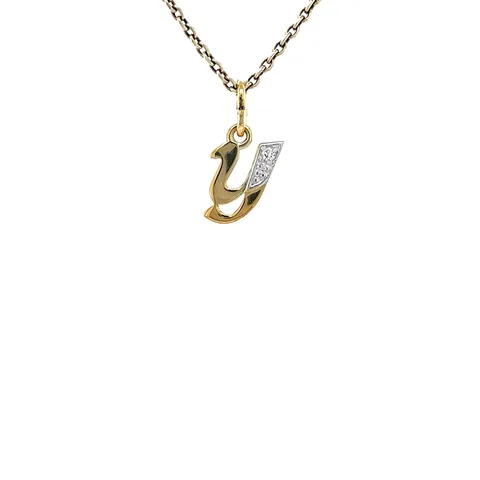 Vintage 14K Gold Letter Y Pendant with Diamond