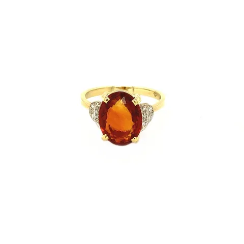 Vintage 14K Gold Ring with Diamond and Citrine