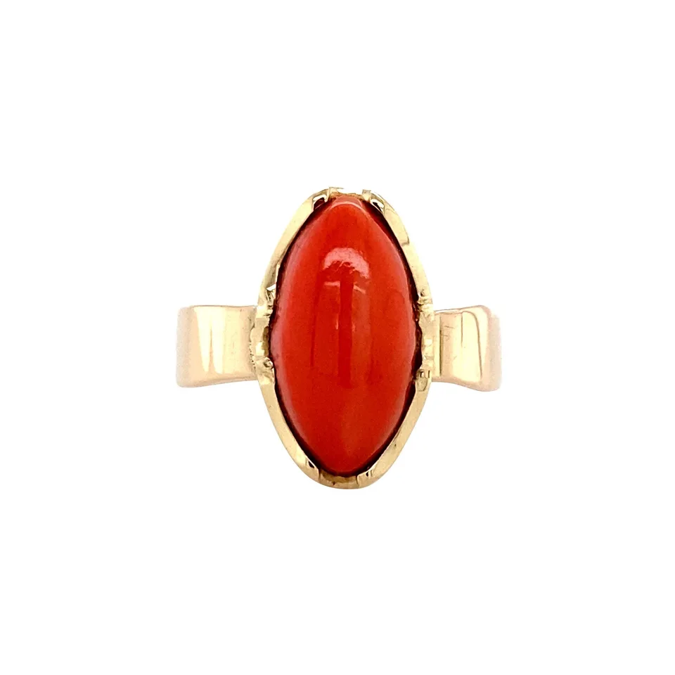 Vintage 12K Gold Ring with Red Coral