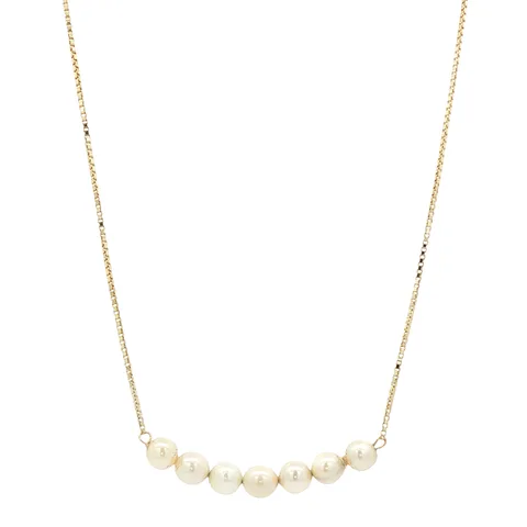 Vintage 14K Gold Venetian Necklace with Pearl