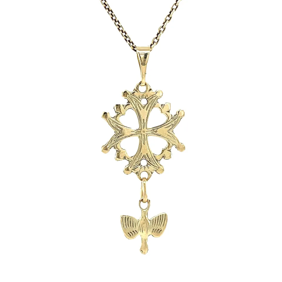 Vintage 14K Gold Hugenoten Cross Pendant