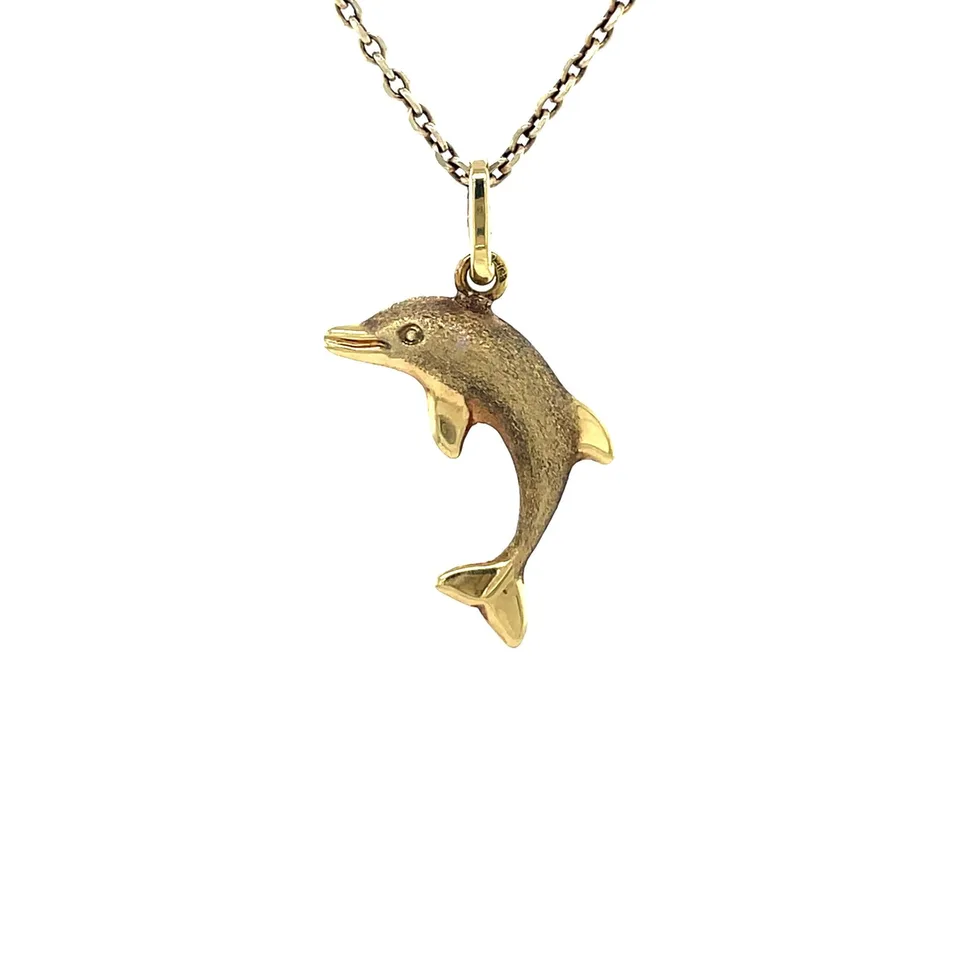 Vintage 14K Gold Dolphin Pendant