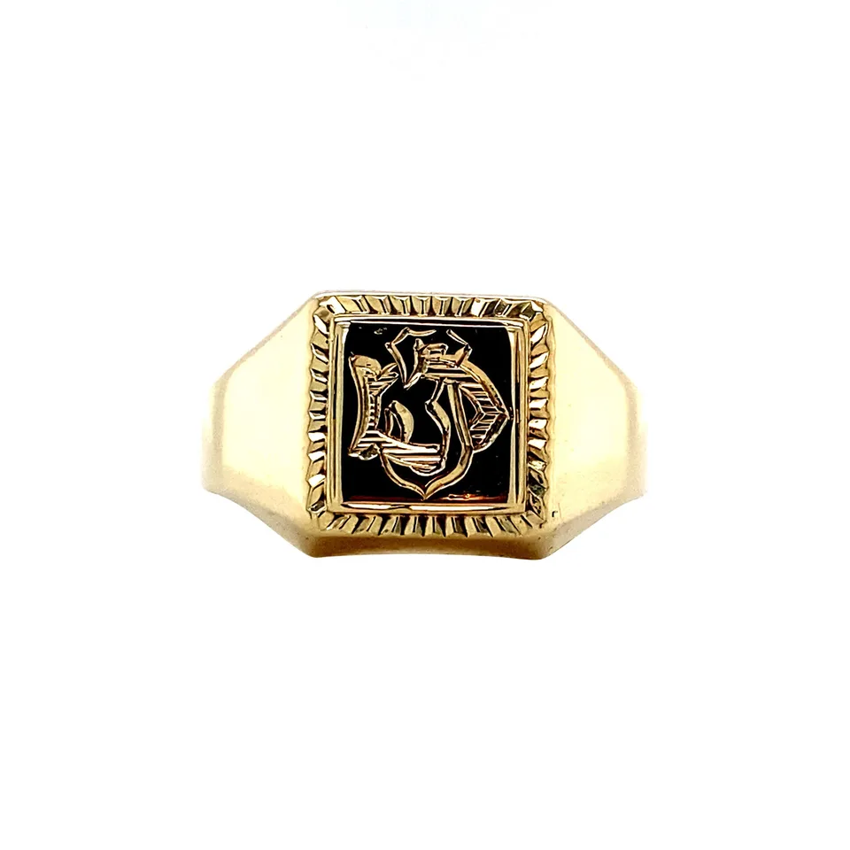 Vintage 14K Gold Signet Ring with Engraving