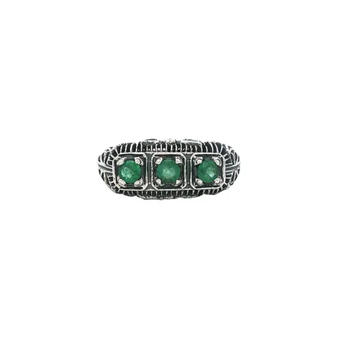 Vintage Sterling Silver Ring with Emerald