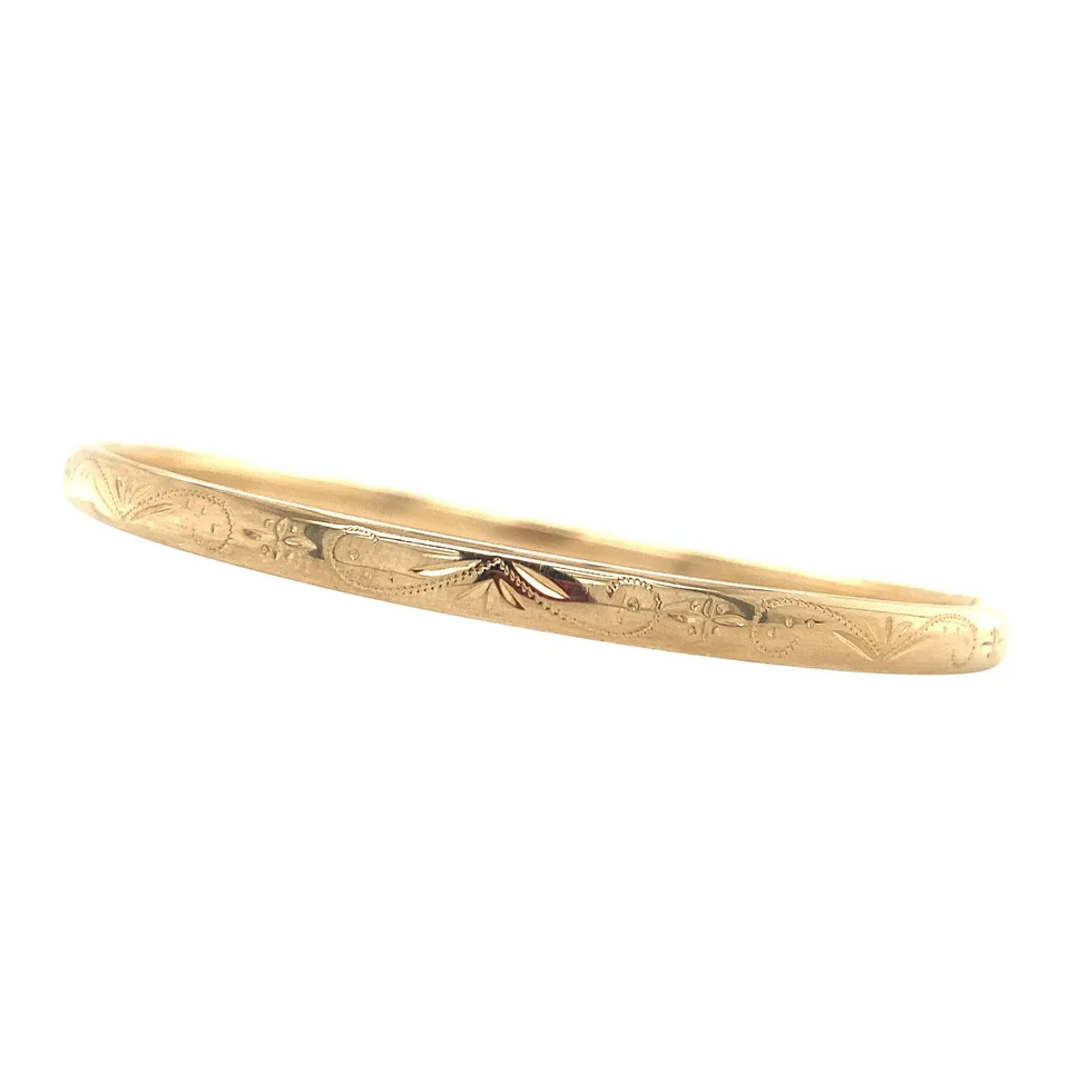 Vintage 14K Gold Bangle with Engraving