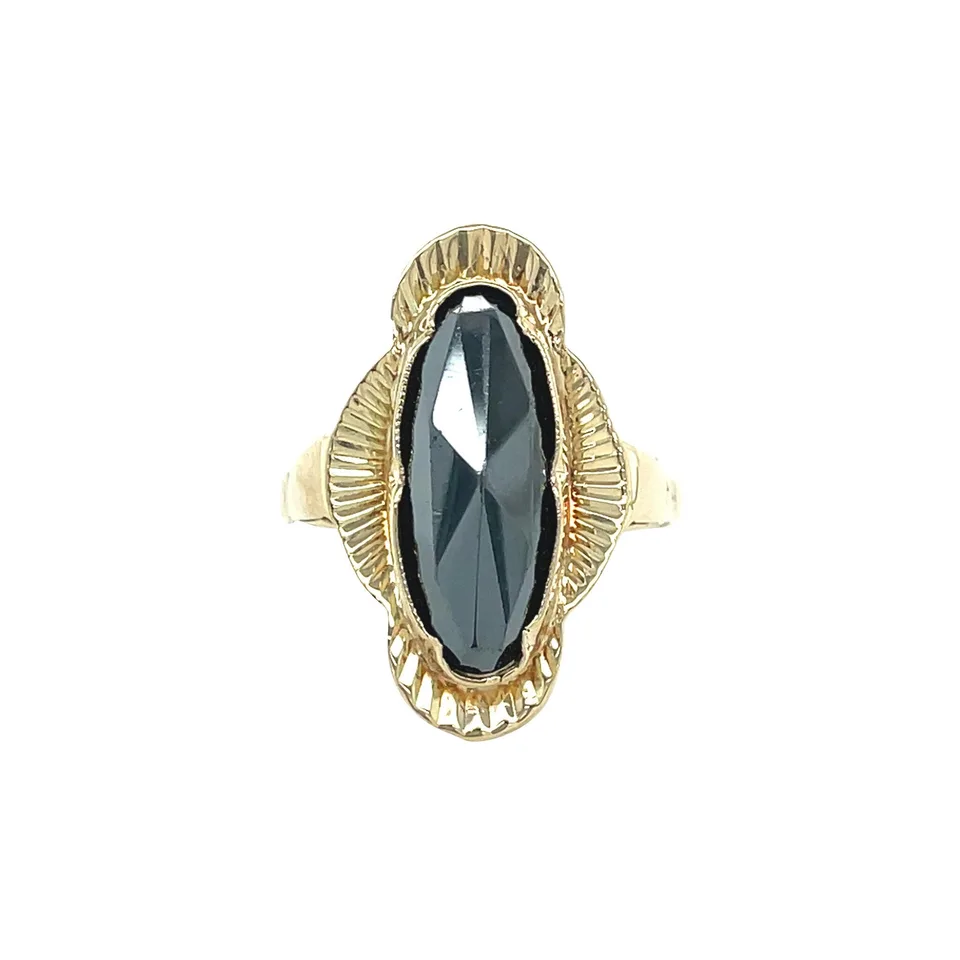 Vintage 14K Gold Ring with Hematite