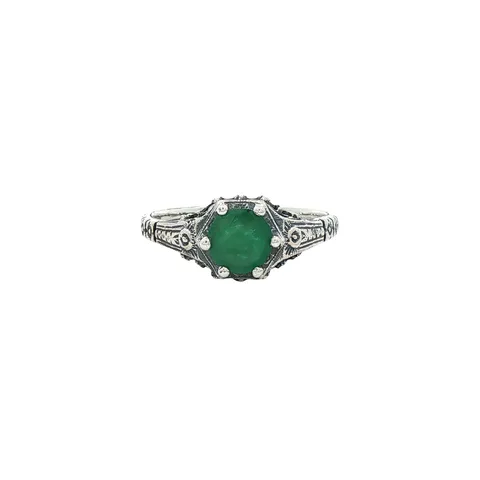 Vintage Sterling Silver Ring with Emerald