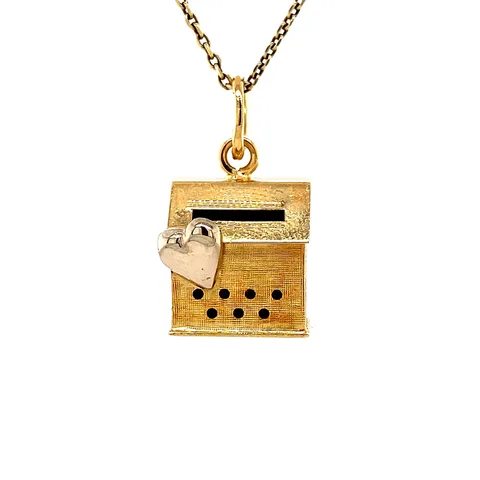 Vintage 18K Gold Mailbox Pendant