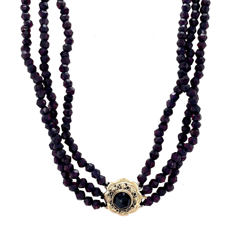 Vintage Garnet Necklace with 14K Gold Clasp