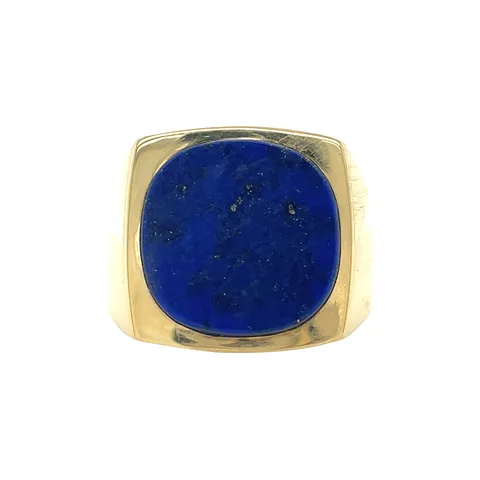 Vintage 18K Gold Signet Ring with Lapis Lazuli
