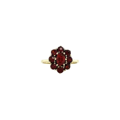 Vintage Cluster 8K Gold Ring with Garnet