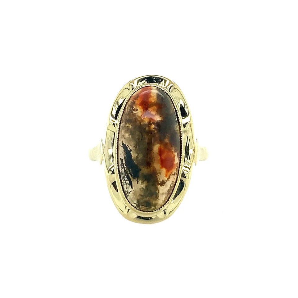 Vintage 14K Gold Ring with Mos Agate