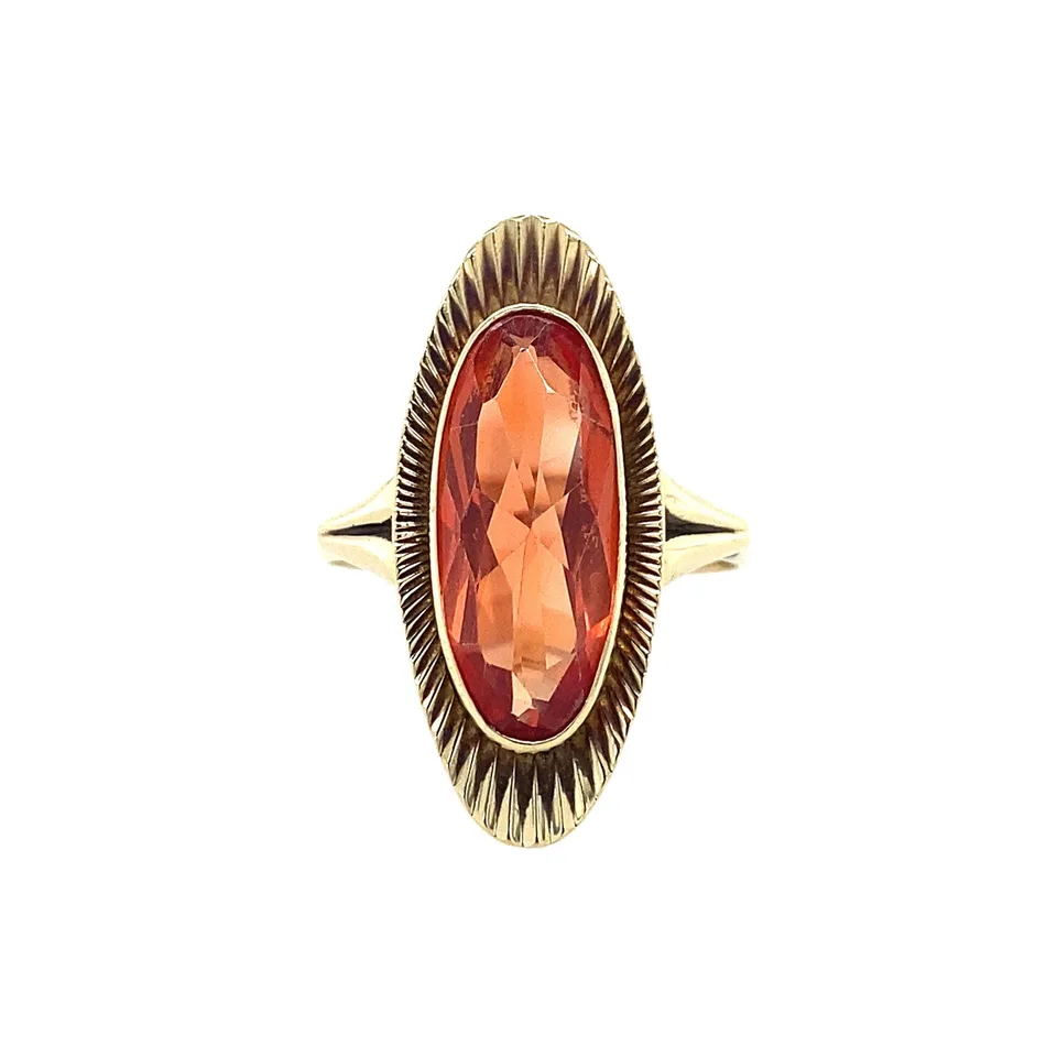 Vintage 14K Gold Ring with Orange Sapphire