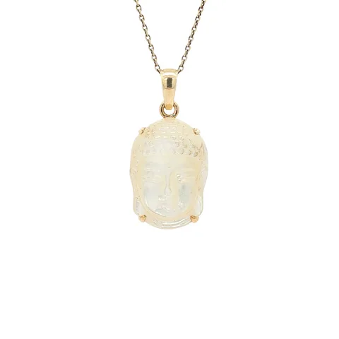 Vintage 14K Gold Buddha Pendant with Mother of Pearl