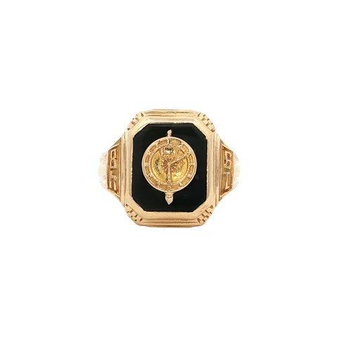 Vintage 10K Gold Signet Ring with Onyx