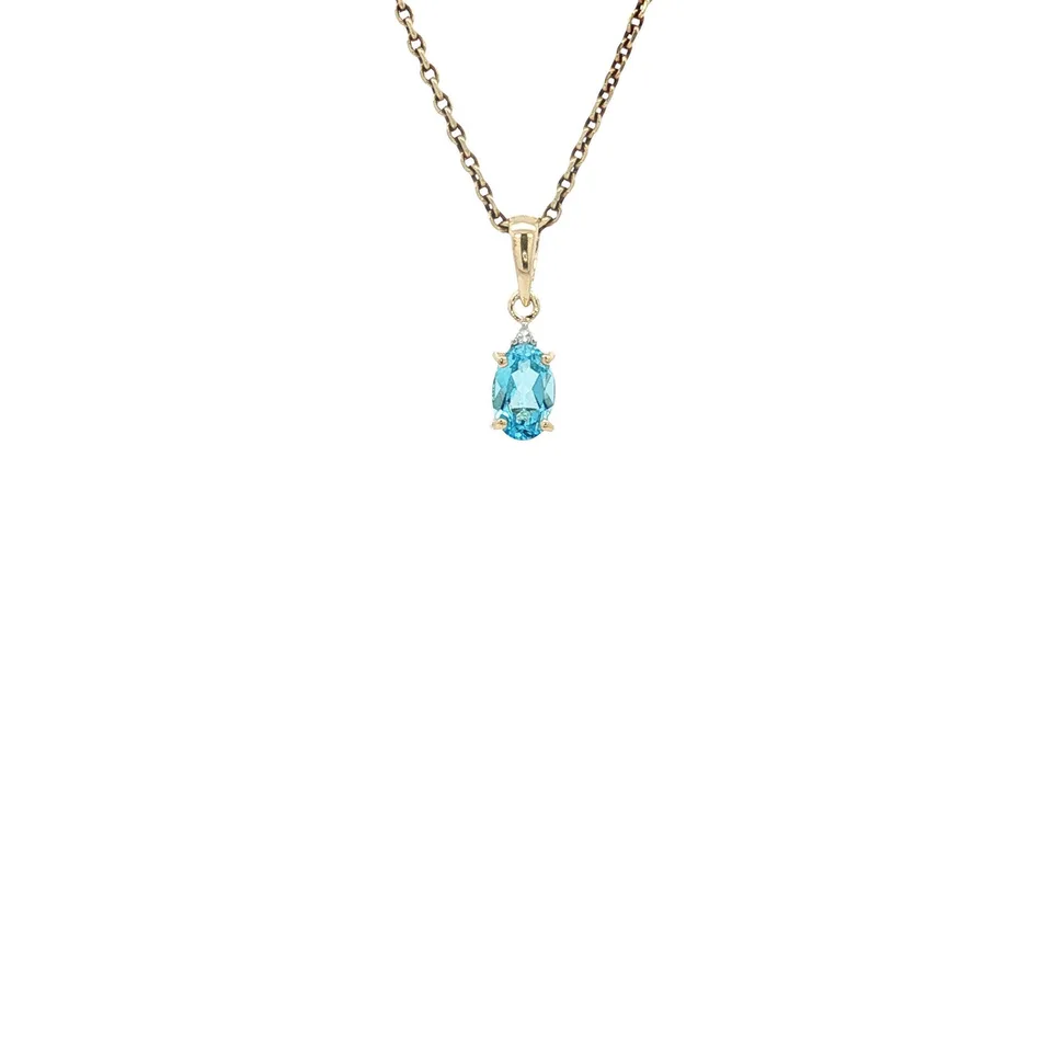 Vintage 9K Gold Pendant with Topaz and Diamond
