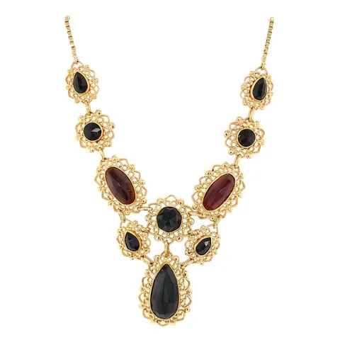 Vintage 14K Gold Fancy Necklace with Garnet