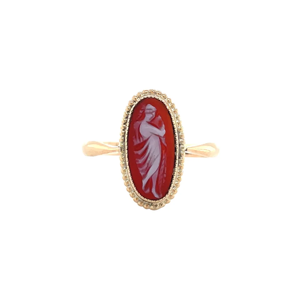 Vintage 14K Gold Ring with Sard Cameo
