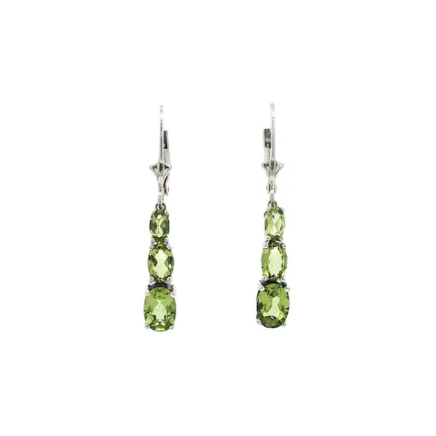 Vintage Sterling Silver Drop Earrings with Peridot