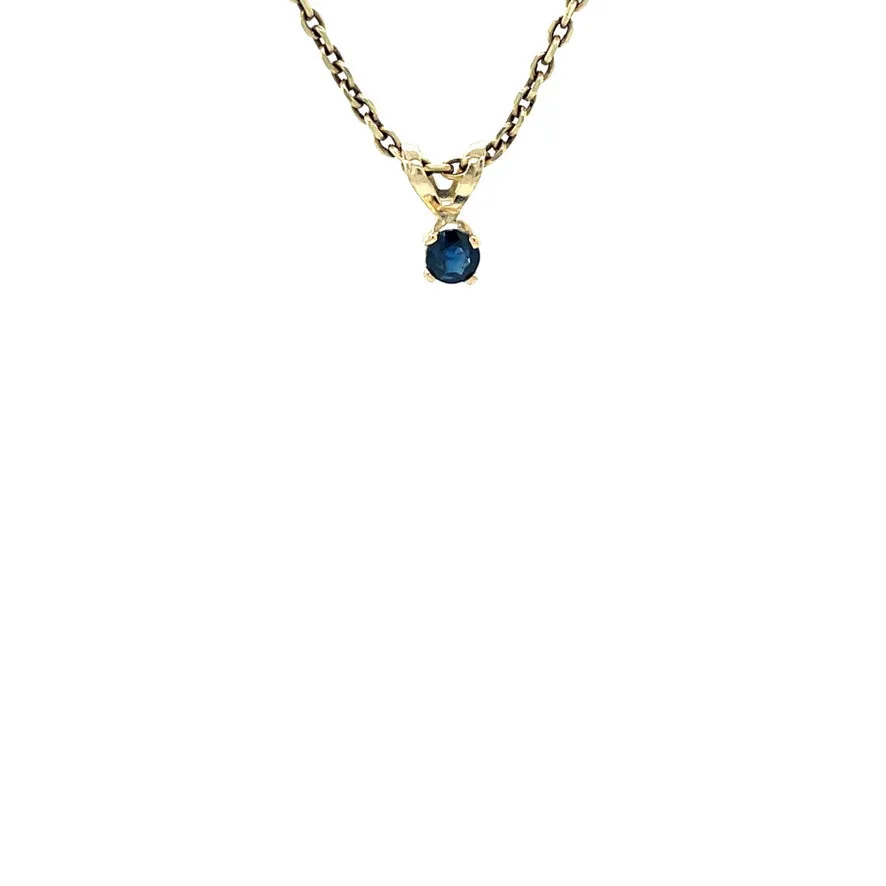 Vintage 14K Gold Solitaire Pendant with Sapphire