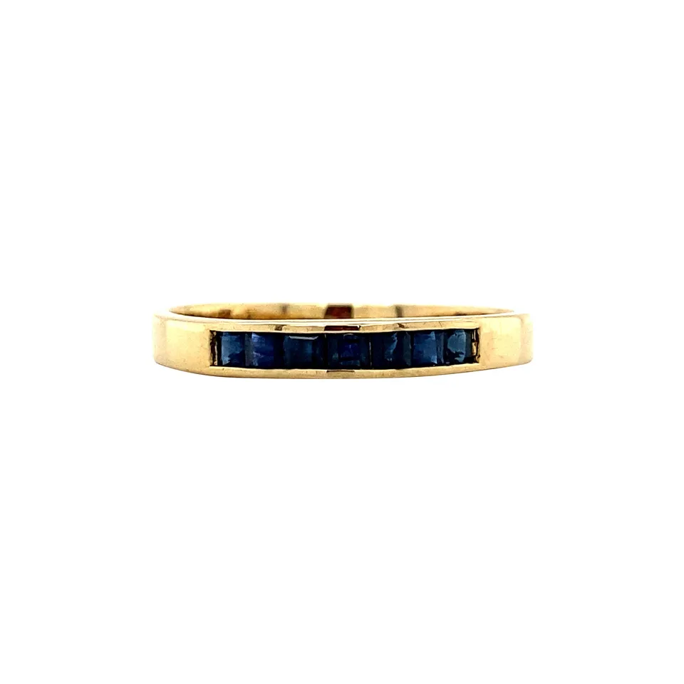 Vintage 18K Gold Half Eternity Ring with Sapphire