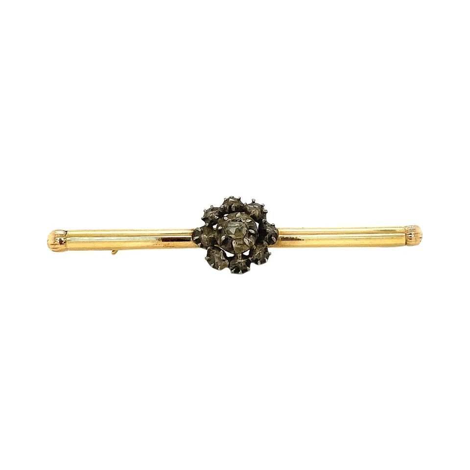 Vintage 14K Gold Brooch with Diamond