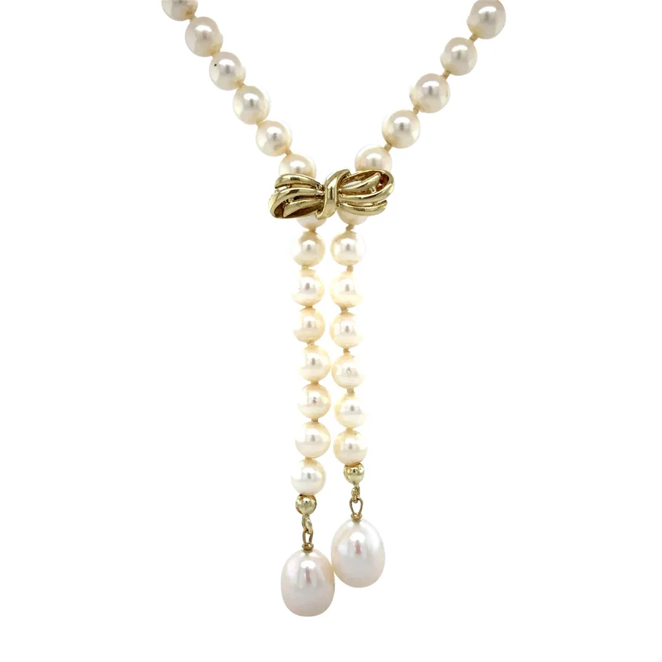 Vintage Pearl Necklace with 14K Gold Pearl Klem