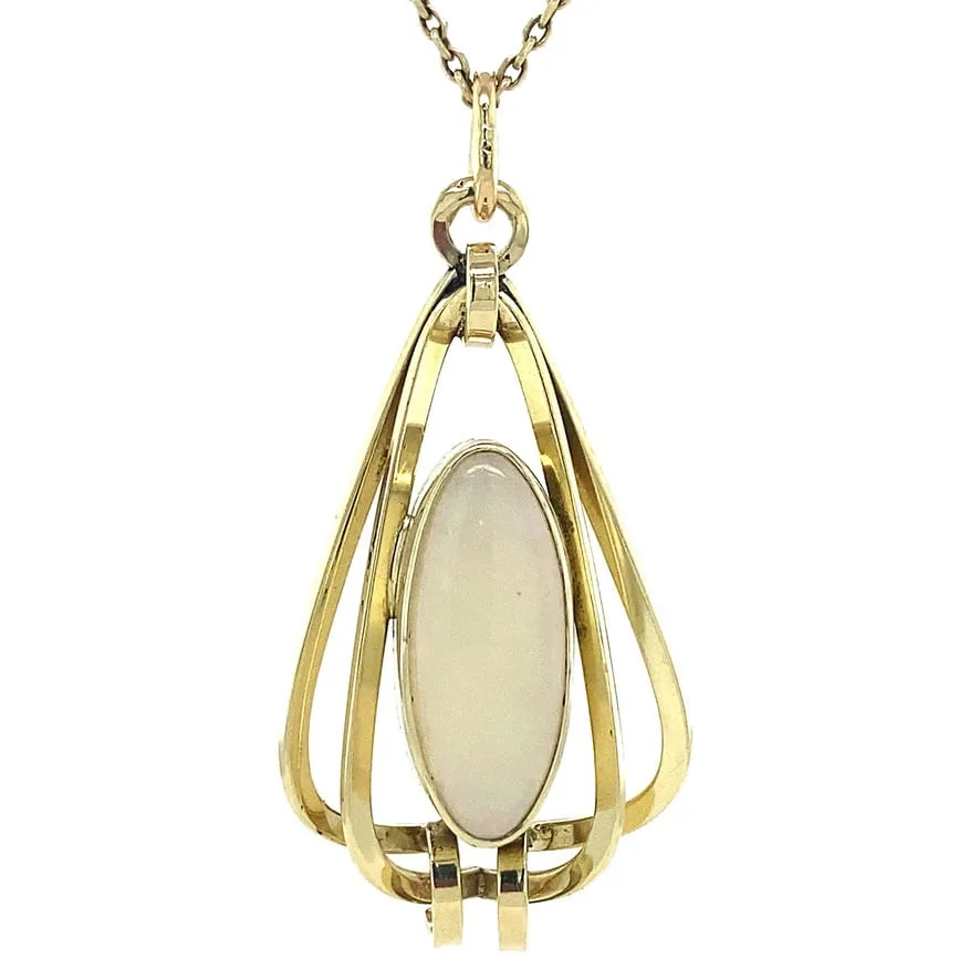 Vintage 14K Gold Pendant with Opal