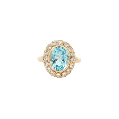 Vintage 14K Gold Ring with Topaz and Diamond
