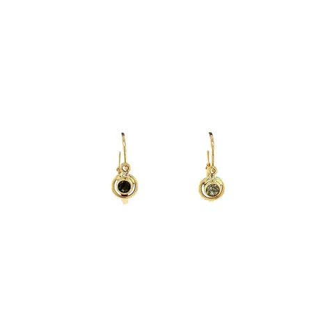 Vintage 14K Gold Stud Earrings with Glass Stone