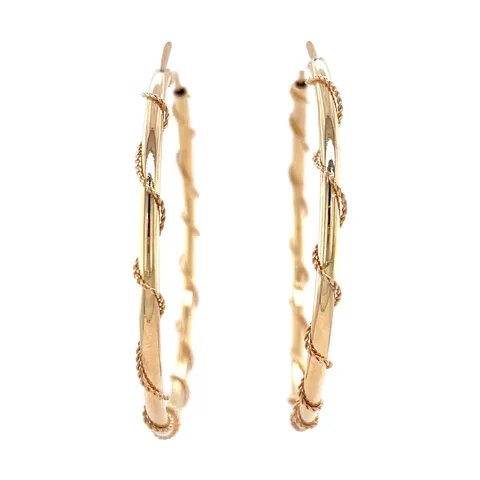 Vintage 14K Gold Twisted Hoop Earrings
