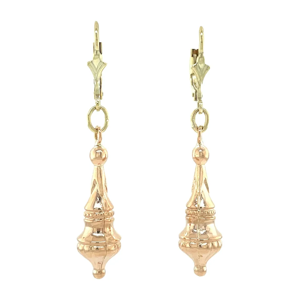 Vintage 14K Two Tone Gold Drop Earrings