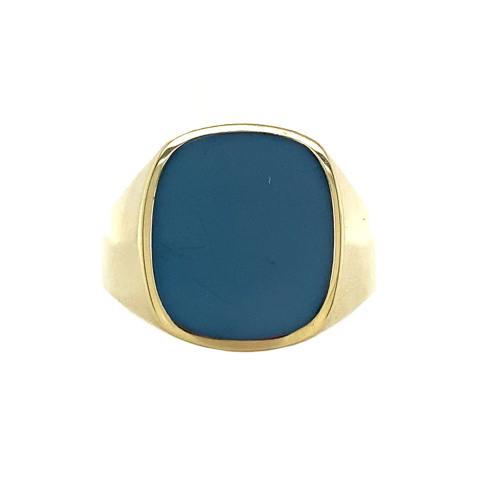 Vintage 14K Gold Signet Ring with Blue Layered Stone