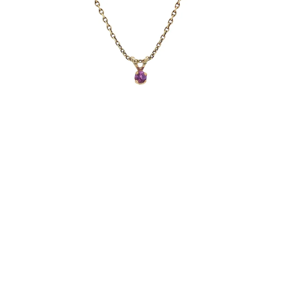 Vintage 14K Gold Solitaire Pendant with Amethyst