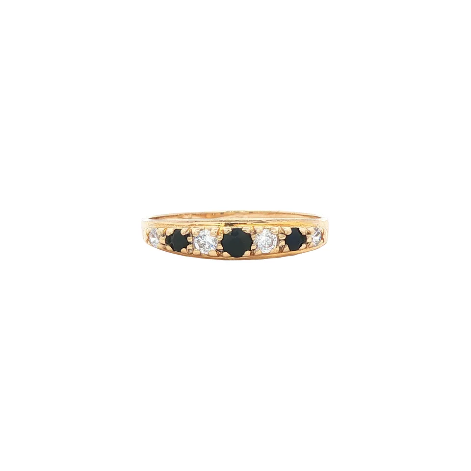 Vintage 14K Gold Ring with Sapphire and Cubic Zirconia