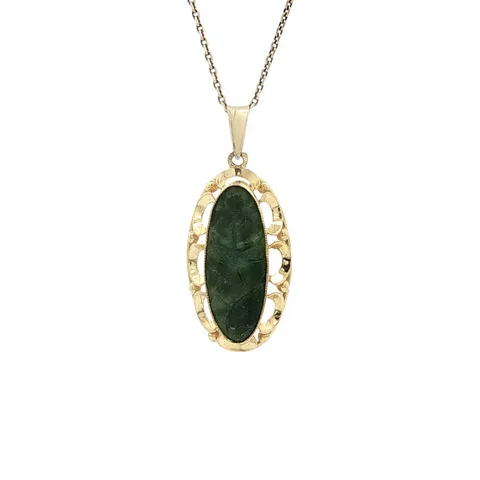 Vintage 14K Gold Pendant with Jade