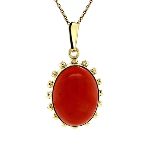 Vintage 14K Gold Pendant with Red Coral