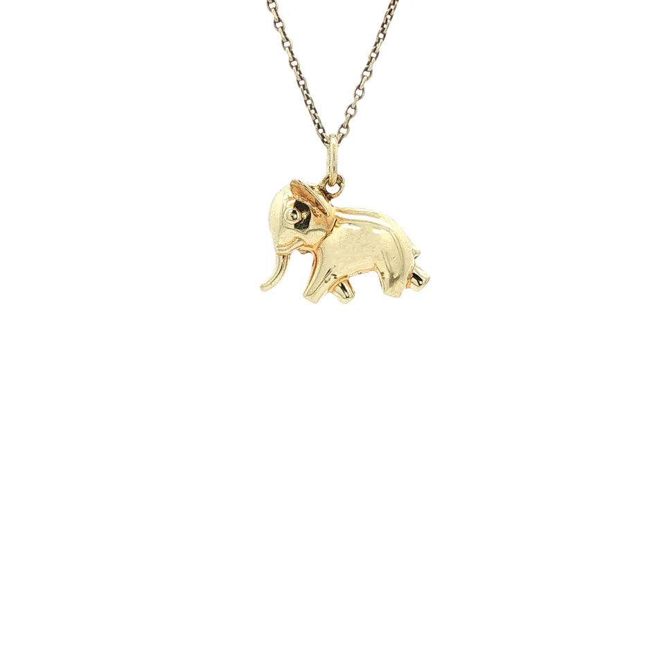 Vintage 14K Gold Elephant Pendant