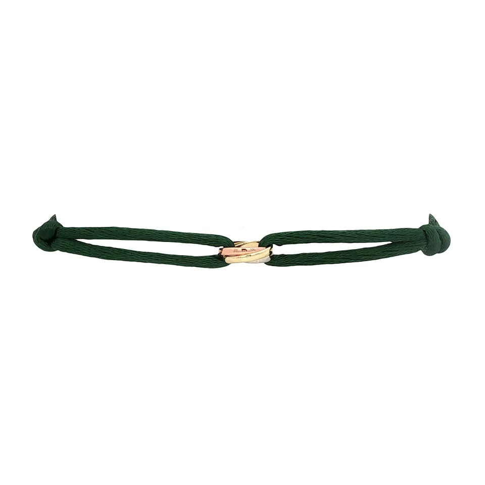 Vintage Satin 14K Gold Bracelet with Trinity Link