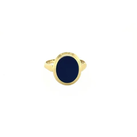 Vintage 14K Gold Signet Ring with Blue Layered Stone