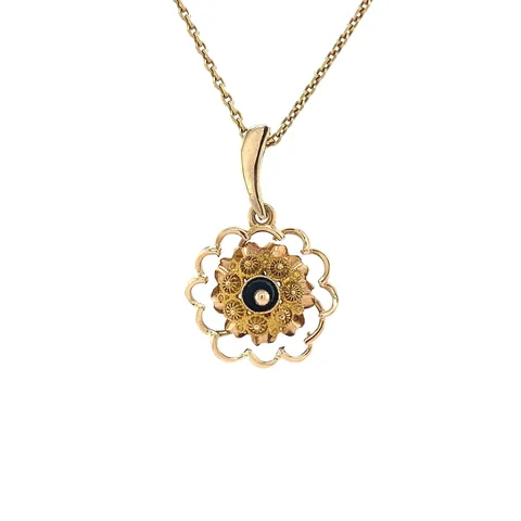 Vintage 14K Gold Pendant with Onyx
